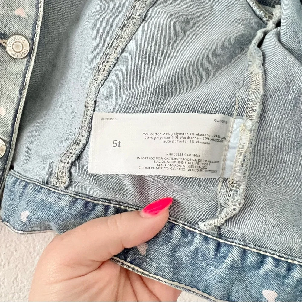 Oshkosh Denim Heart Print Jacket Sz 5